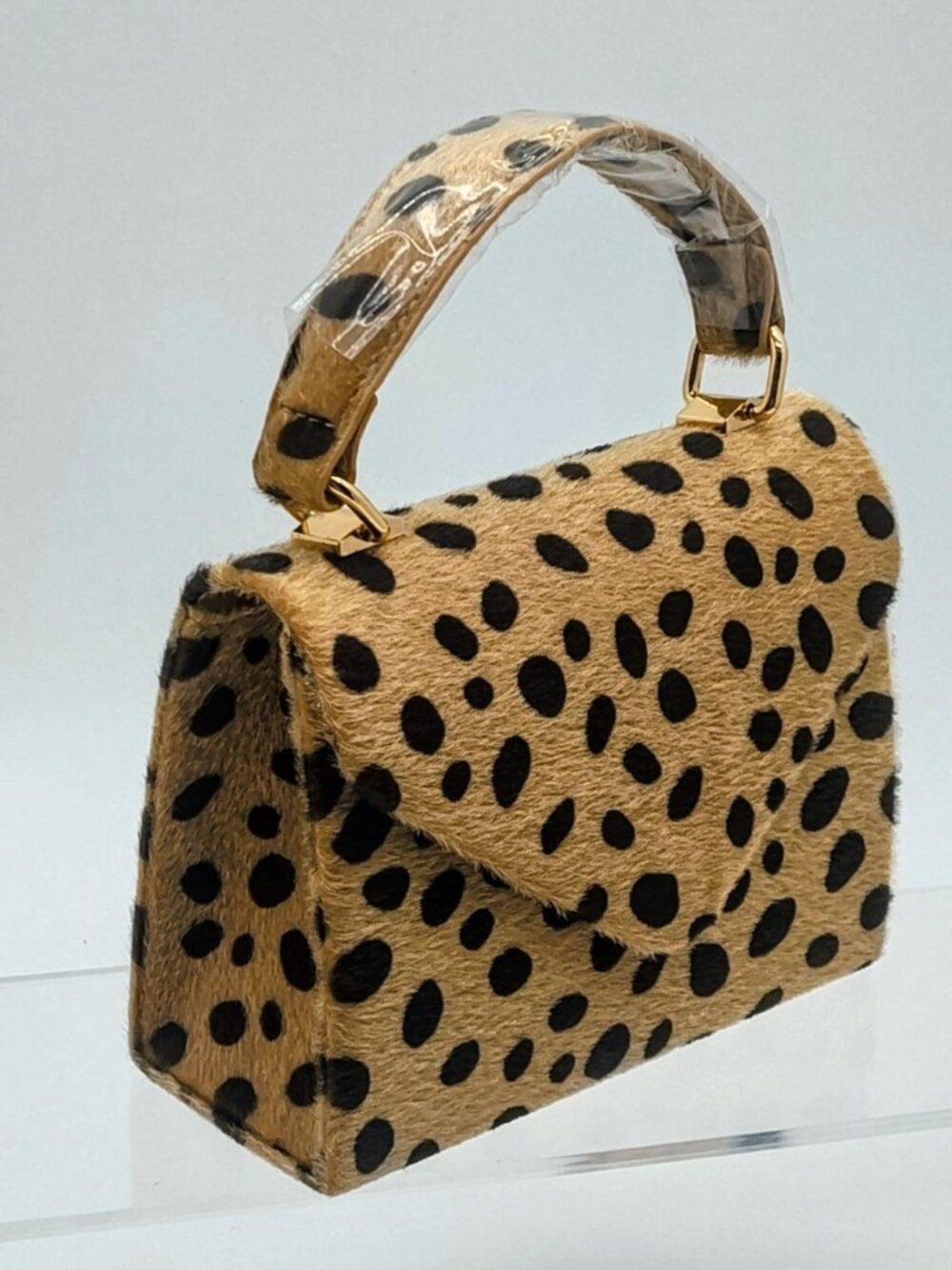 Faux Fur Leopard Print Top Handle Mini Clutch 🐆✨
